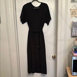 Uniqlo Black Belted Midi T-Shirt Dress
